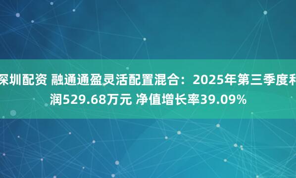 深圳配资 融通通盈灵活配置混合：2025年第三季度利润529.68万元 净值增长率39.09%